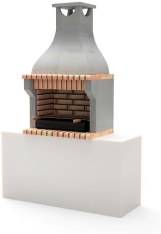 MOVELAR Mauerwerk-Grill aus Beton und Ziegel, robust und langlebig für den Außenbereich (86,5 x 58 x 150 cm), für Kohle und Holz, Alcoa Volante