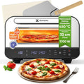 Elektrischer Pizzaofen, geeignet für 32cm Pizzen, 1700W, 5-in-1-Multifunktion: Pizza, max. 450°C, 6 Programme, Grillen, Warmhalten, Backen und Kochen