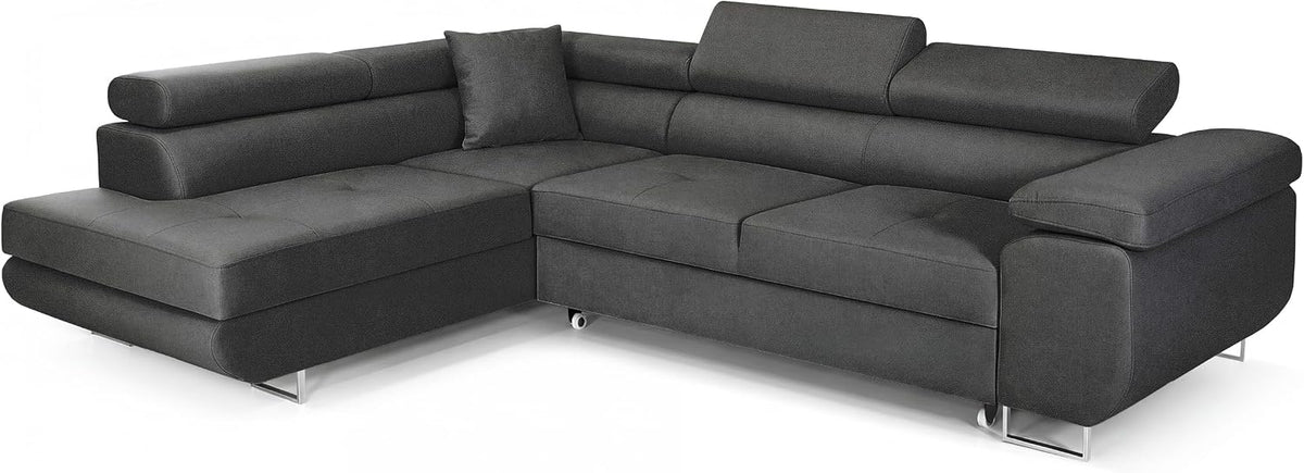 Ecksofa mit Schlaffunktion PASTI L-Form, Sofa Couch mit Bettkasten, Big Sofa Couch mit Schlaffunktion, 3-Sitzer