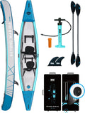 BEYOND MARINA Aufblasbares Kajak für 1, 380 cm/420 cm/460 cm, Pumpe, Drop-Stitch Tandem Kayak Set für Erwachsene mit Paddeln, 2, 3 Personen, Sitzen