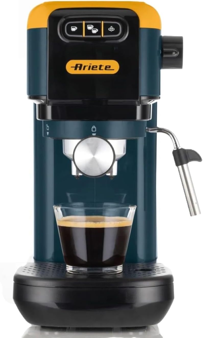 Ariete 1399 Espressomaschine Light Aquamarine, 1300 W, Fassungsvermögen 1,1 l, für Pulver und ESE-Pads, 15 bar Druck, Filter 1, 2 Tassen und ESE-Pads