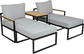 Greemotion Lounge-Set Madrid, mit Holzbestandteilen, Grau, Anthrazit, Holzfarben, Mittel