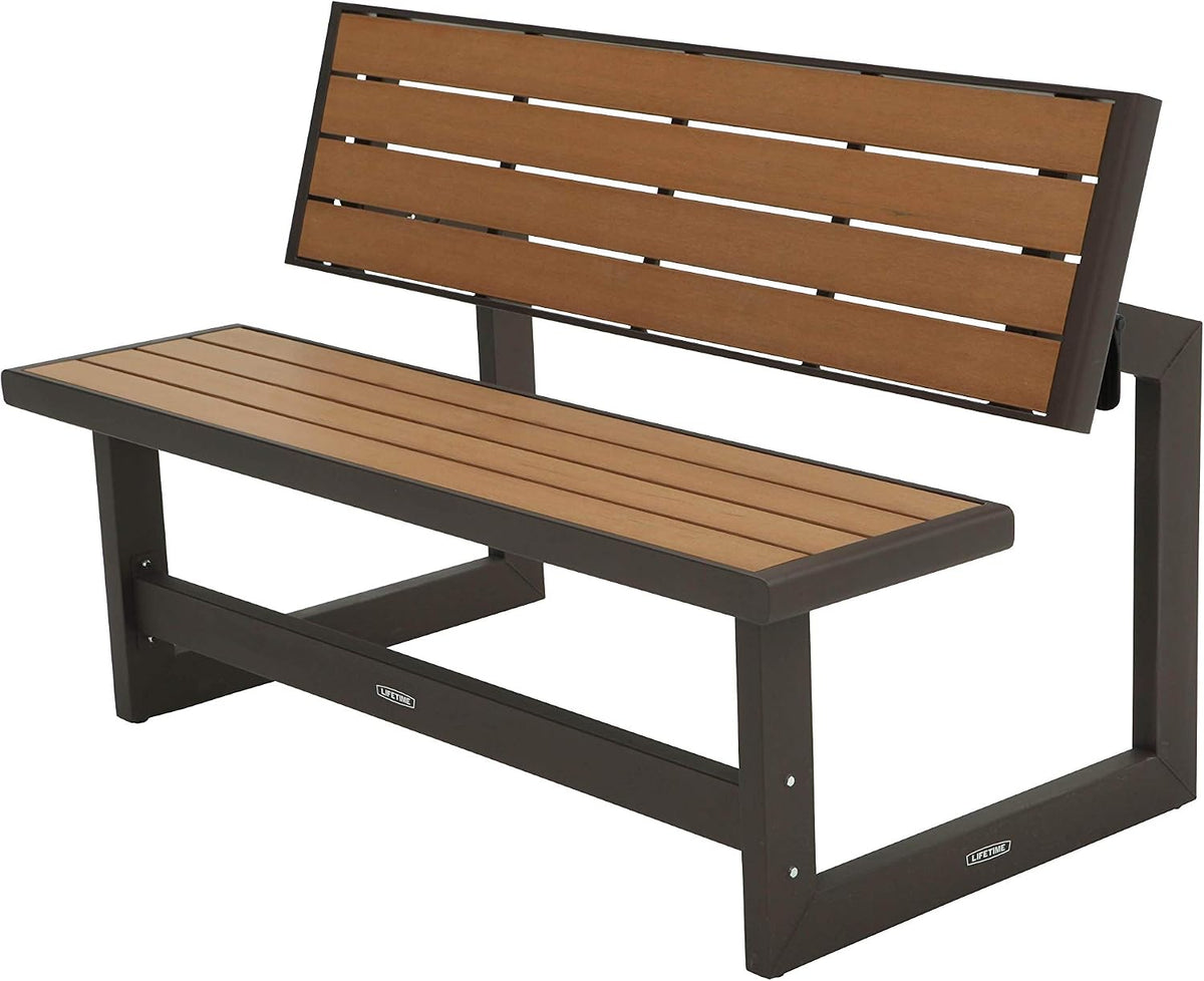 LIFETIME Gartenbank, Maße 141x78,5x88,5 cm, umwandelbare Bank in einen Tisch, klappbare Rückenlehne, Polyethylen hoher Dichte, wasserabweisend