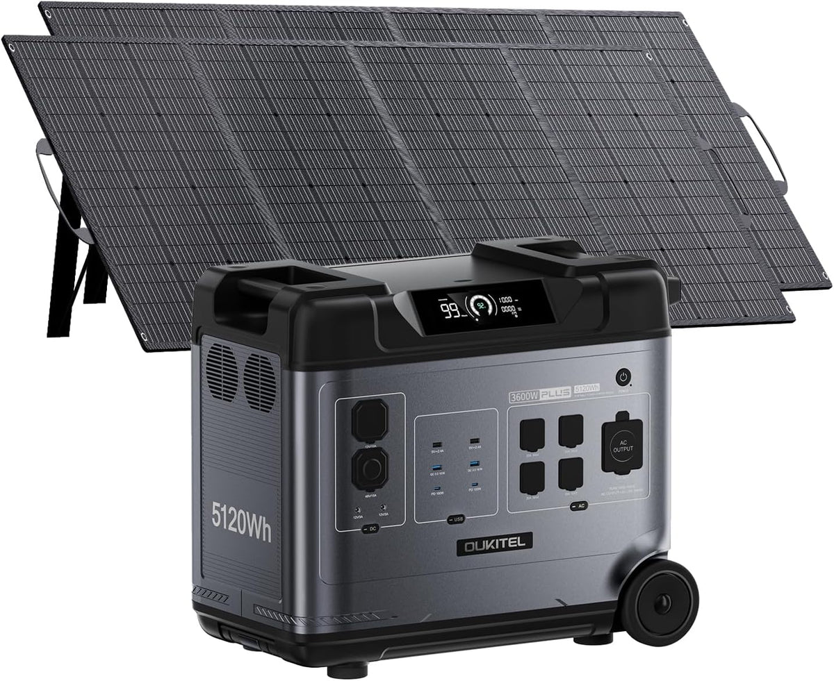 OUKITEL P5000 Plus 3600W Tragbare Powerstation mit 2x200W Solarpanel