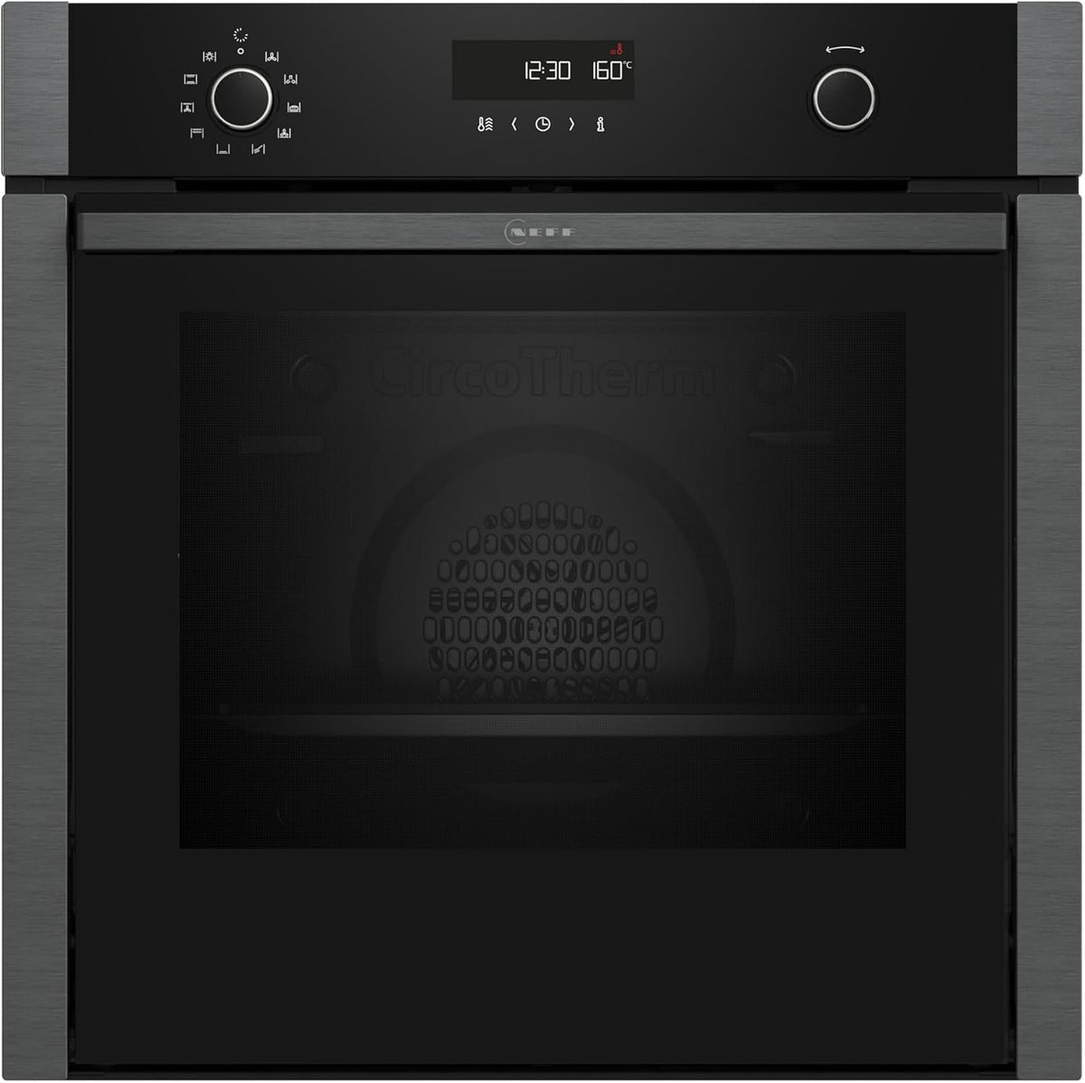 Neff B6ACH7AG3, N50 Einbau-Backofen, 60 x 60 cm, Made in Germany, Versenkbare Tür, Pyrolyse & Easy Clean Hydrolyse Selbstreinigung, Backautomatik