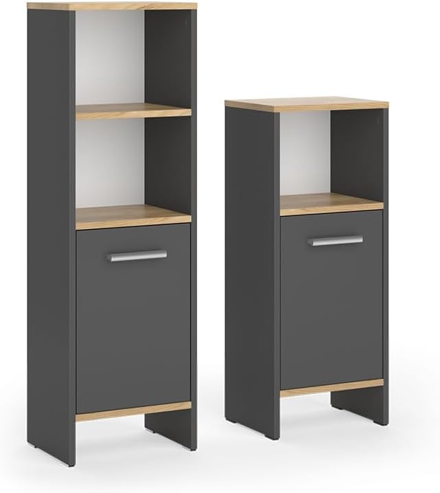 Vicco Badmöbel-Set Karli, Anthrazit/Goldkraft Eiche