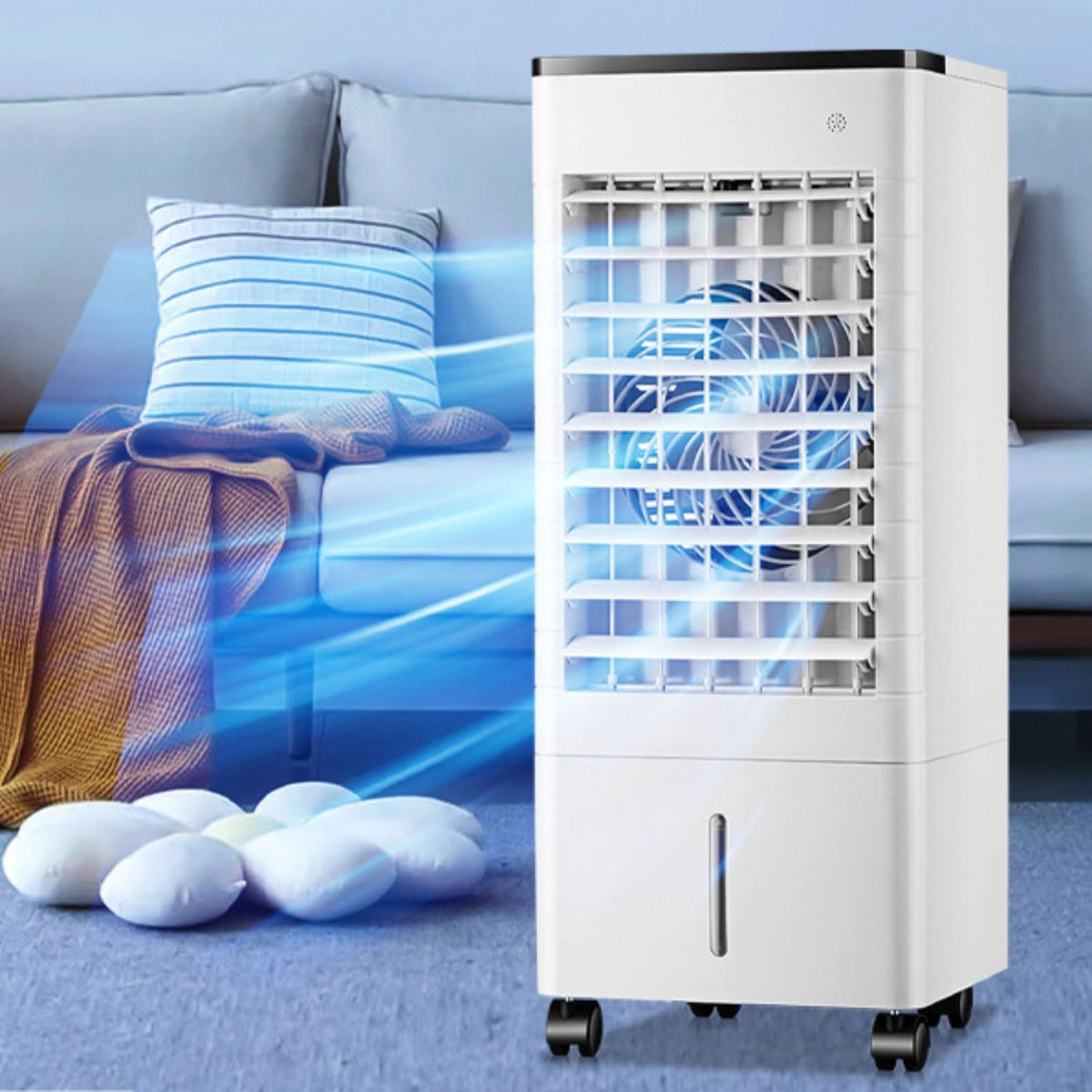 Tragbare Klimaanlage 3-in-1 Verdunstungskühler mit Fernbedienung, 9L Tank, 15H Timer für Smart Auto-Off, Oszillation für Schlafzimmer, 4 Kühlakkus