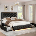 SIBEDS Polsterbett 140x200cm mit Stauraum Lattenrost, Kopfteil, Schwarz
