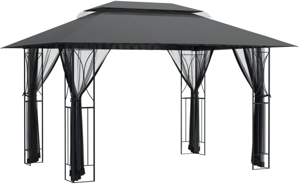 vidaXL Pavillon mit Seitenwänden Anthrazit 400x300x270 cm Stahl
