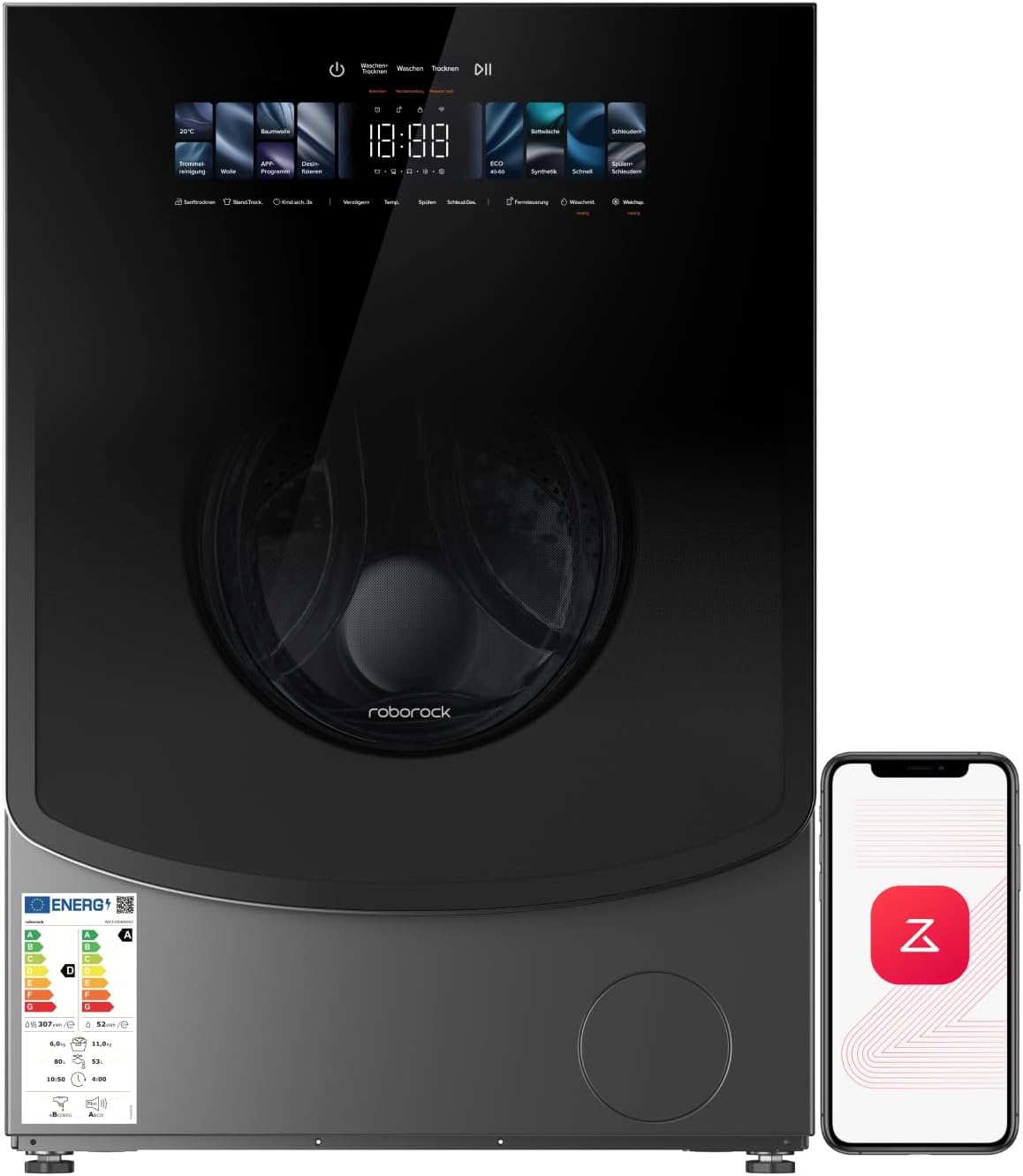 roborock Zeo X Intelligenter Waschtrockner mit APP-Steuerung, 11 kg Waschen, 6 kg Trocknen, Zeo-Cycle-Trocknungstechnologie, 27 Programme